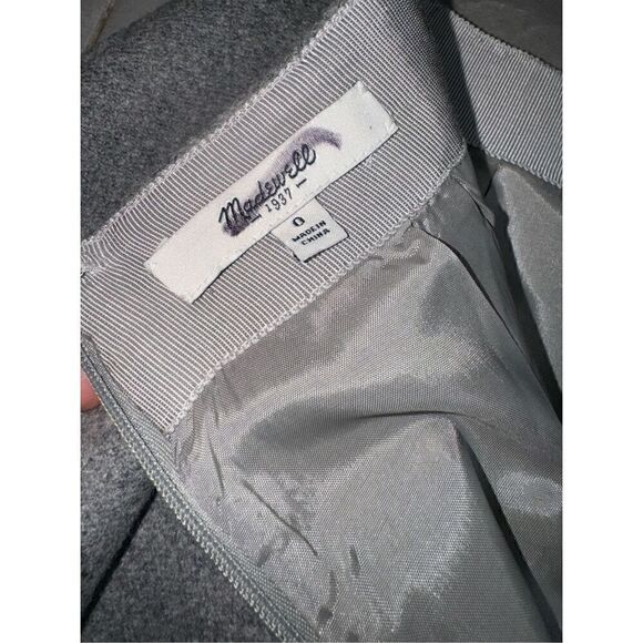 MADEWELL Heather Gray Structured Wool TURNOUT SKIRT Mesh Inset Full Flare Size 0 - Picture 10 of 10